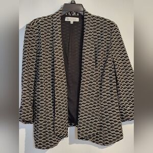 Kasper Blazer Jacket Suit Coat Black White Large